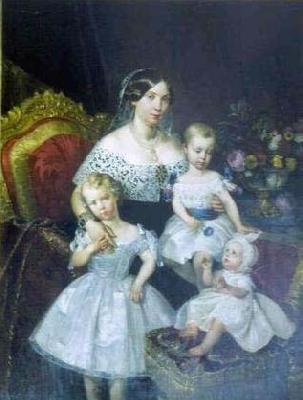 unknow artist Louise Marie Therese d'Artois, Duchess of Parma with her three children France oil painting art